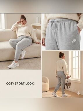 Nike Gray Joggers Sweatpants Mid Rise standard fit 3X